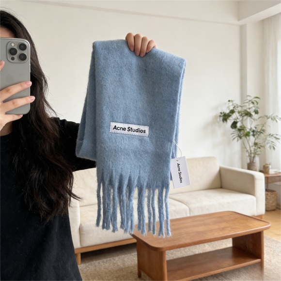 Acne Studios Accessories - Acne Blue Wool Scarf